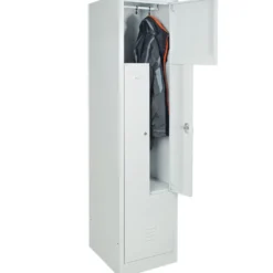 Z-Spind mit Sockel und Zylinderschlössern, 2 Abteile, BxTxH 415x500x1800 mm, lichtgrau