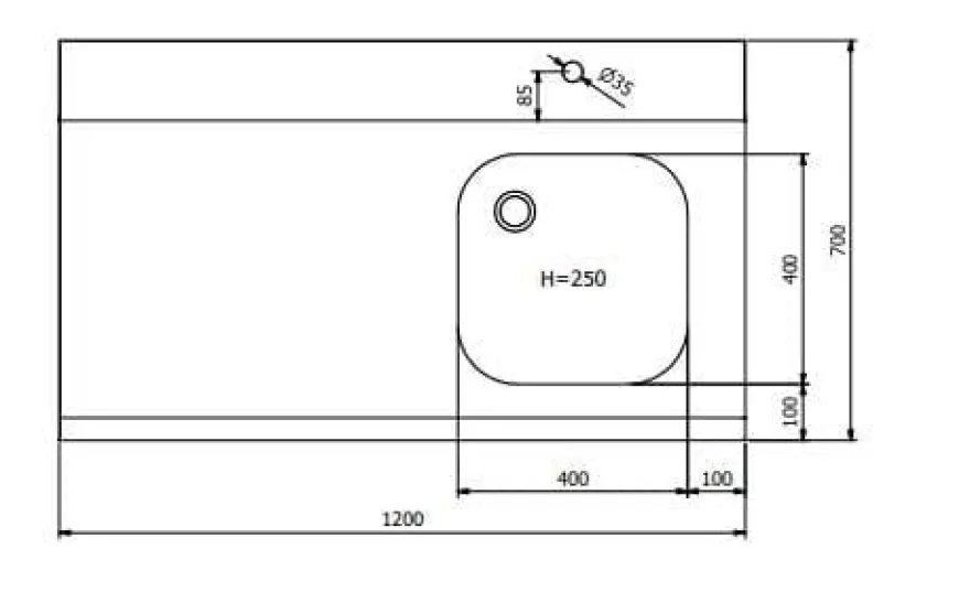 Zulauftisch PROFI 1200 x 700 Links für HSM ECO, PROFI & HYPRO
