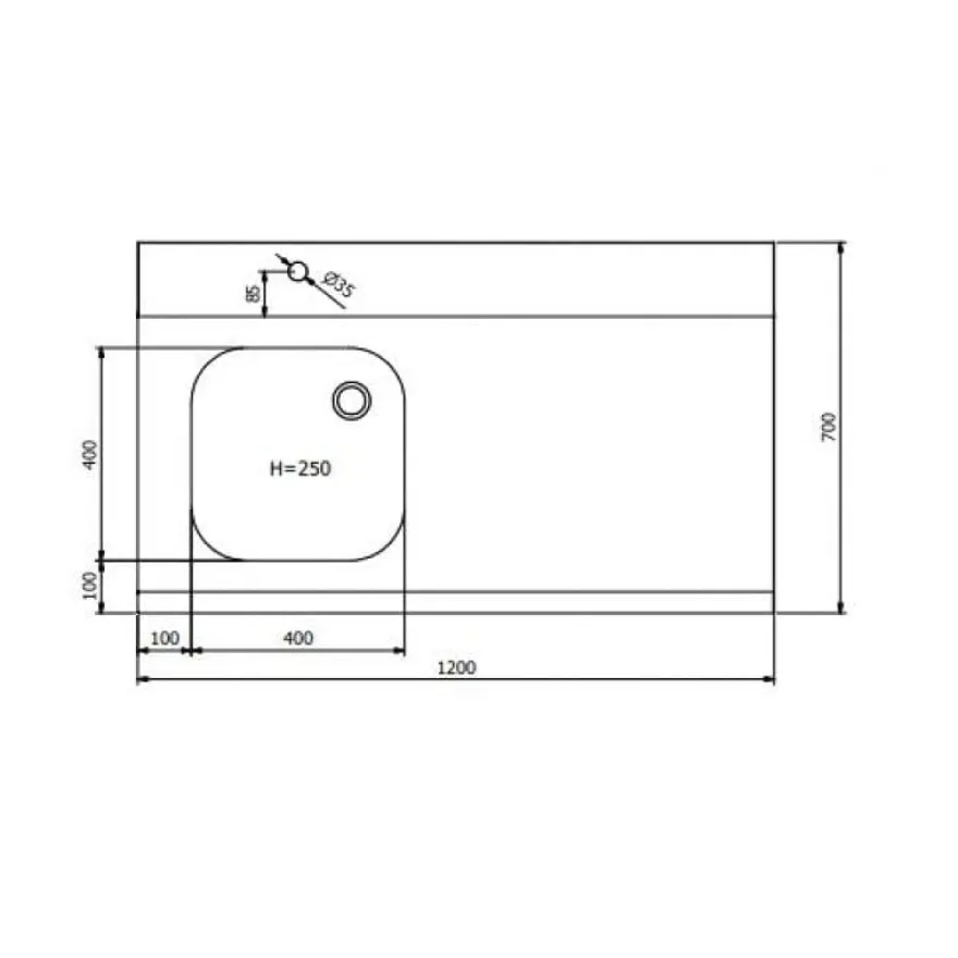 Zulauftisch PROFI 2000 x 700 Rechts für HSM ECO, PROFI & HYPRO