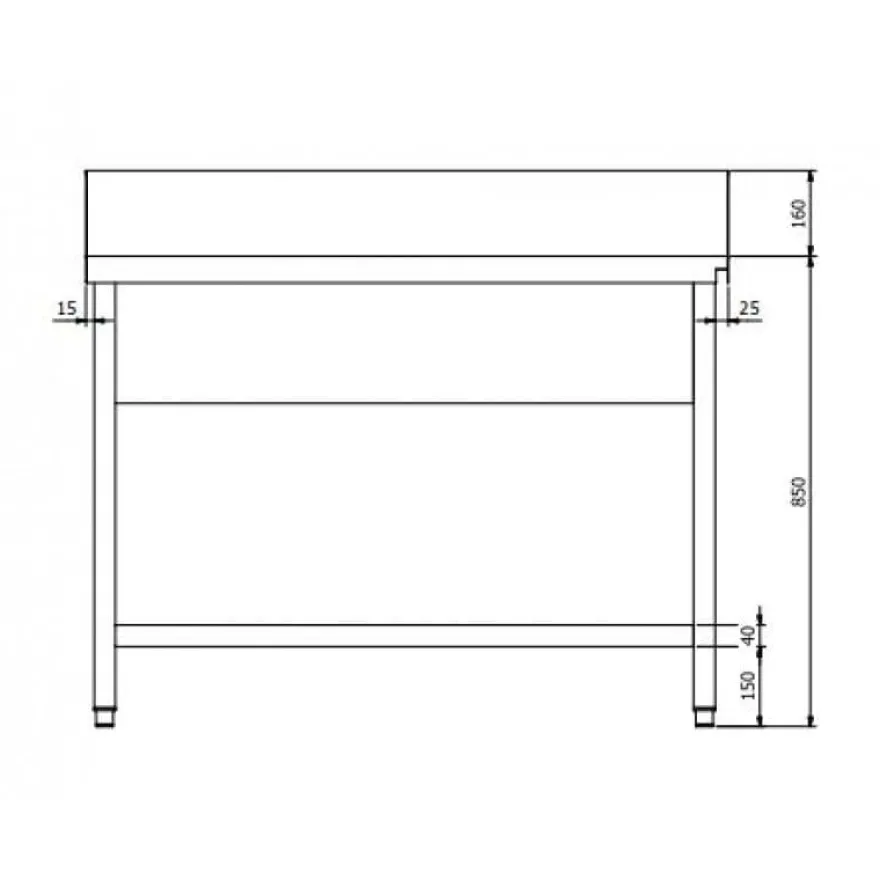 Zulauftisch PROFI 2000 x 700 Rechts für HSM ECO, PROFI & HYPRO